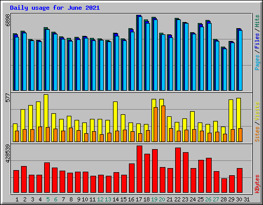 Daily usage for June 2021