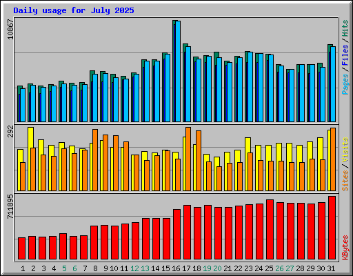 Daily usage for July 2025