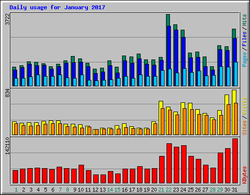 Daily usage for January 2017