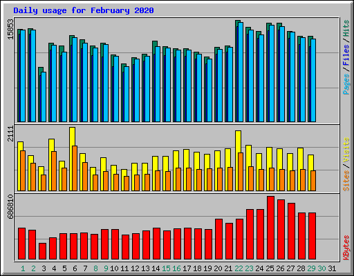 Daily usage for February 2020