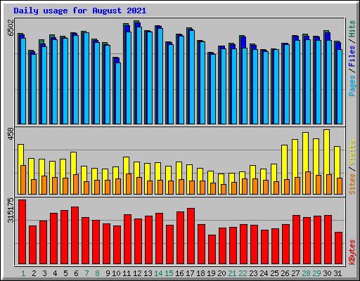 Daily usage for August 2021