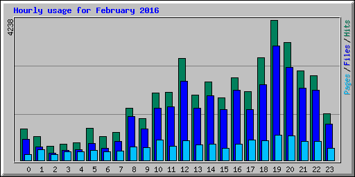 Hourly usage for February 2016